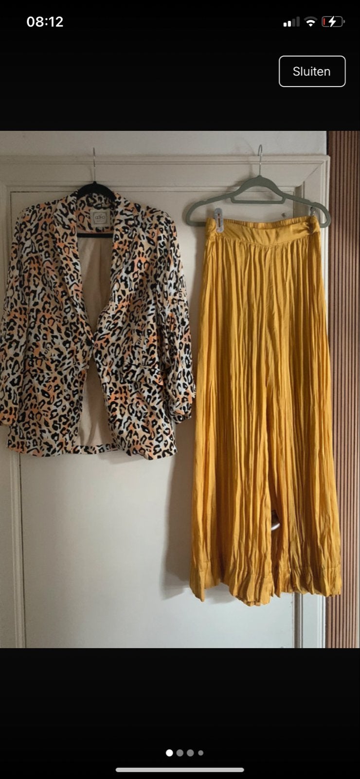 Zara broek (S) & Aaiko blazer (M) - Gele broek & Leopard bla, Kleding | Dames, Ophalen of Verzenden, Gedragen, Maat 38/40 (M)