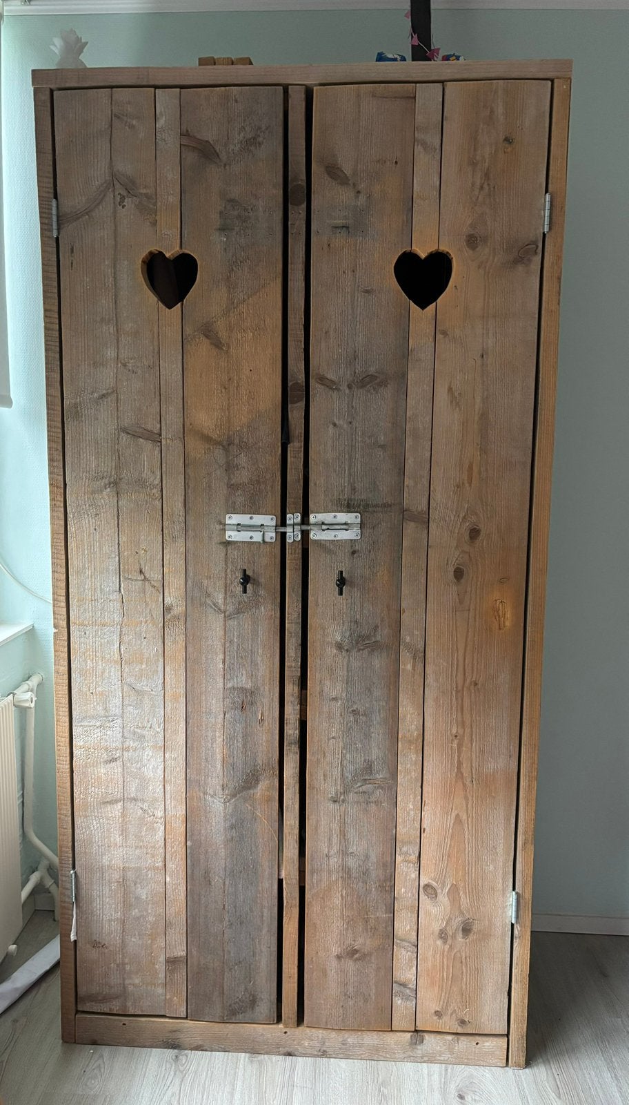 Steigerhouten kledingkast, Ophalen, Met deur(en), Gebruikt, 200 cm of meer