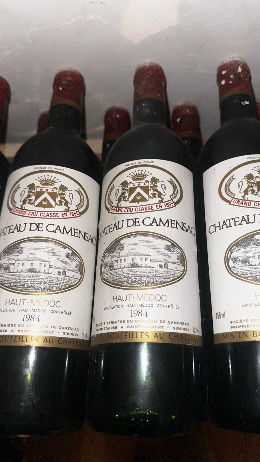 20 flessen Château de Camensac Haut-Médoc 1980 & 1984, Gebruikt, Frankrijk, Ophalen of Verzenden, Rode wijn
