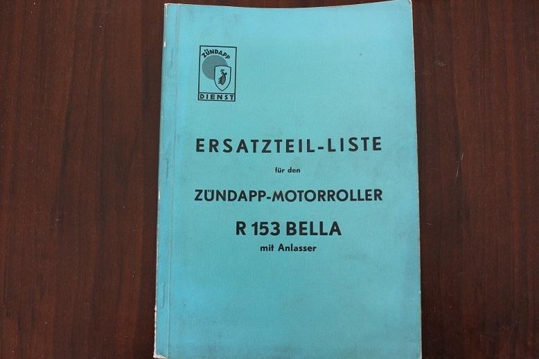 Zündapp Bella R153 1956 motorroller ersatzteil liste scooter, Motoren, Handleidingen en Instructieboekjes, Ophalen of Verzenden