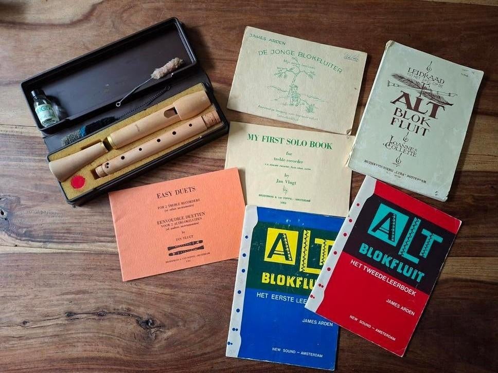 Moeck Alt Blokfluit met Koffer en Boeken, Ophalen of Verzenden, Gebruikt, Alt, Met koffer, hoes of etui