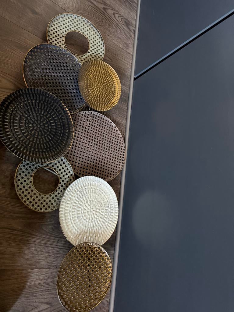 Wanddecoratie Medaillon - Webbing Patroon & Reliëf, Metaal, Wandsculptuur, Nieuw, Ophalen of Verzenden