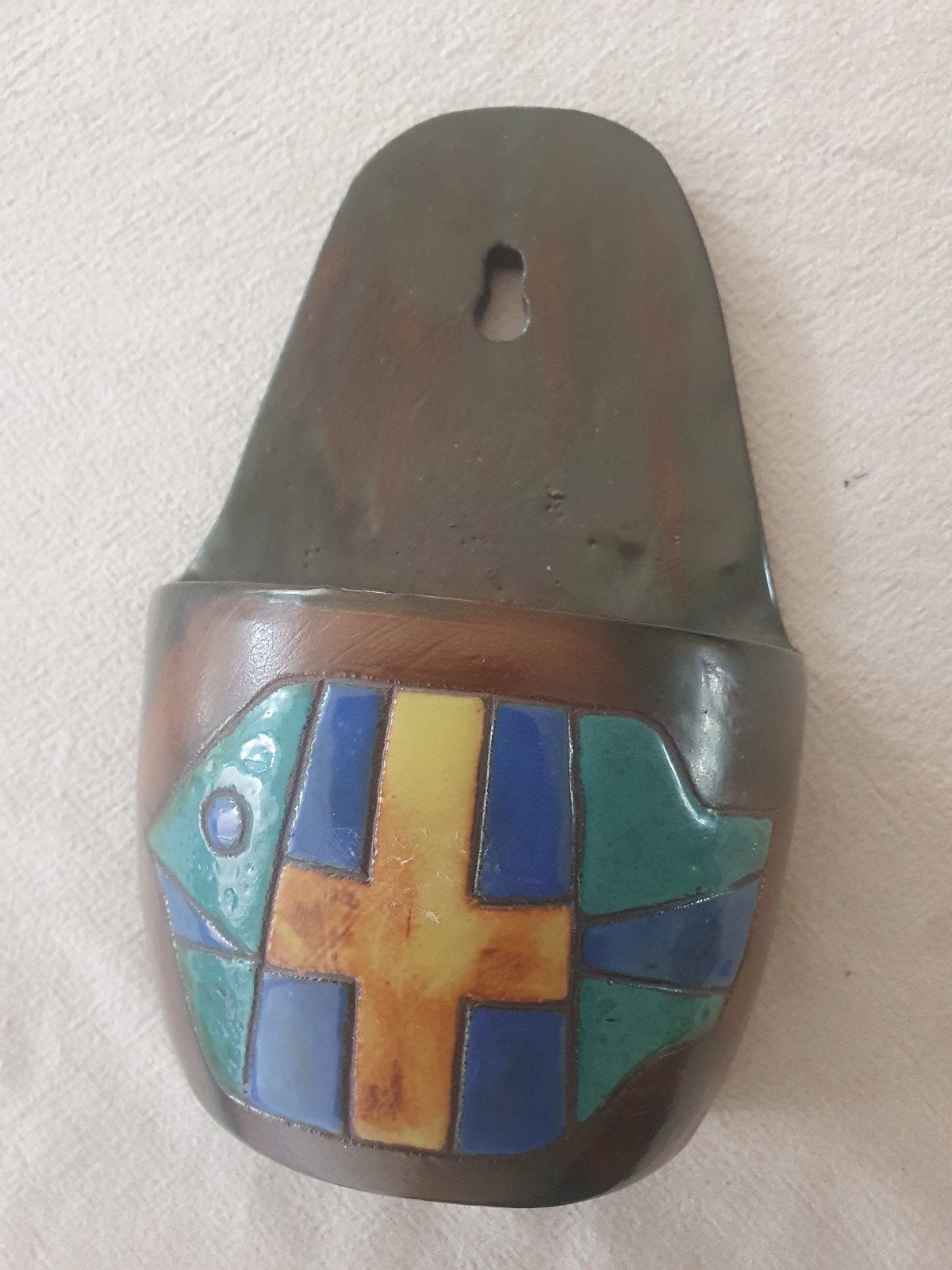 keramische wandvaas wijwaterbakje Henk Potters (Oisterwijk), Ophalen