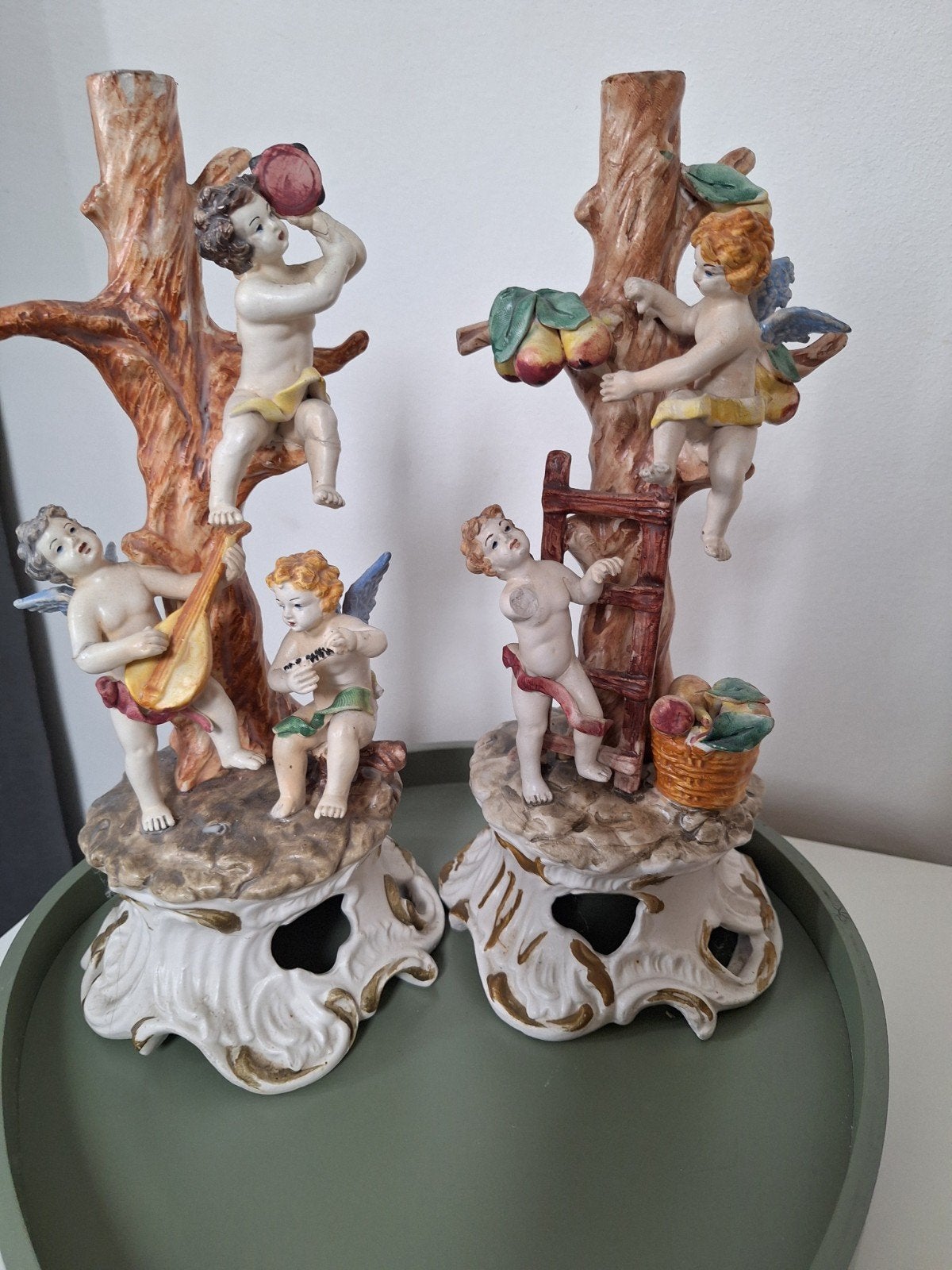2 Capodimonte Lampvoeten Brocante Vintage Engeltjes, Ophalen of Verzenden