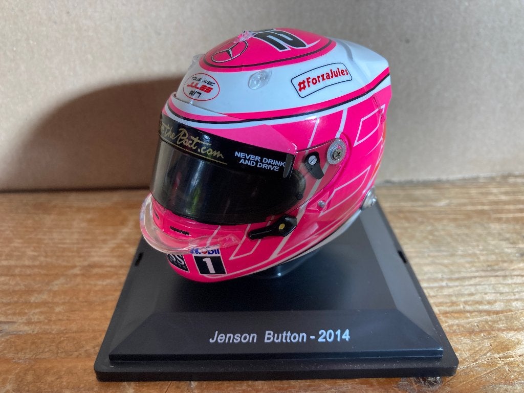 Jenson Button 1:5 2014 helm Mclaren F1 1/5 Jules Bianchi, Verzamelen, Ophalen of Verzenden, Nieuw, Formule 1
