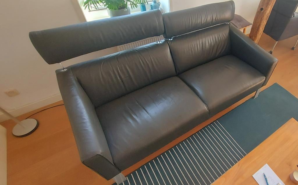 Leolux leren 3-zitsbank, Huis en Inrichting, Banken | Bankstellen, Ophalen, Gebruikt, Minder dan 75 cm, Design