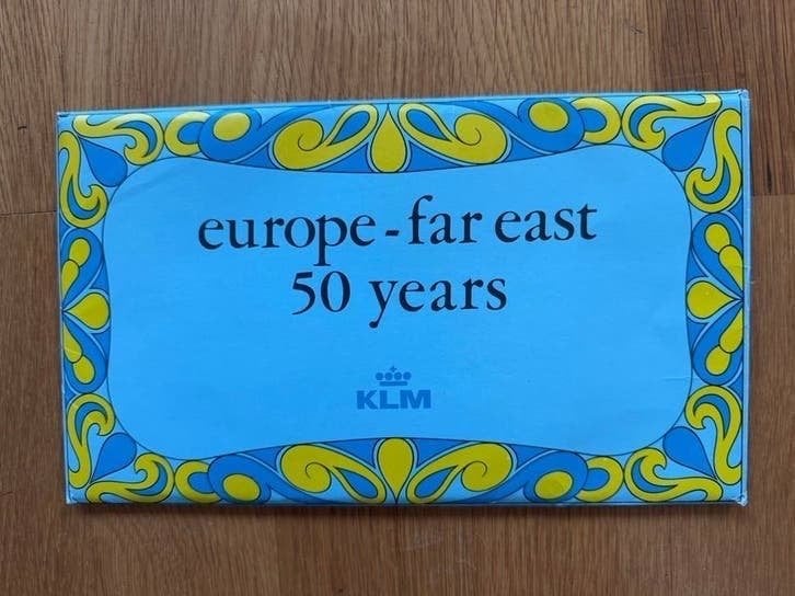 KLM 'Europe-Far East 50 Years' Postcard Set, Ophalen of Verzenden, Gebruikt, Kaart, Foto of Prent