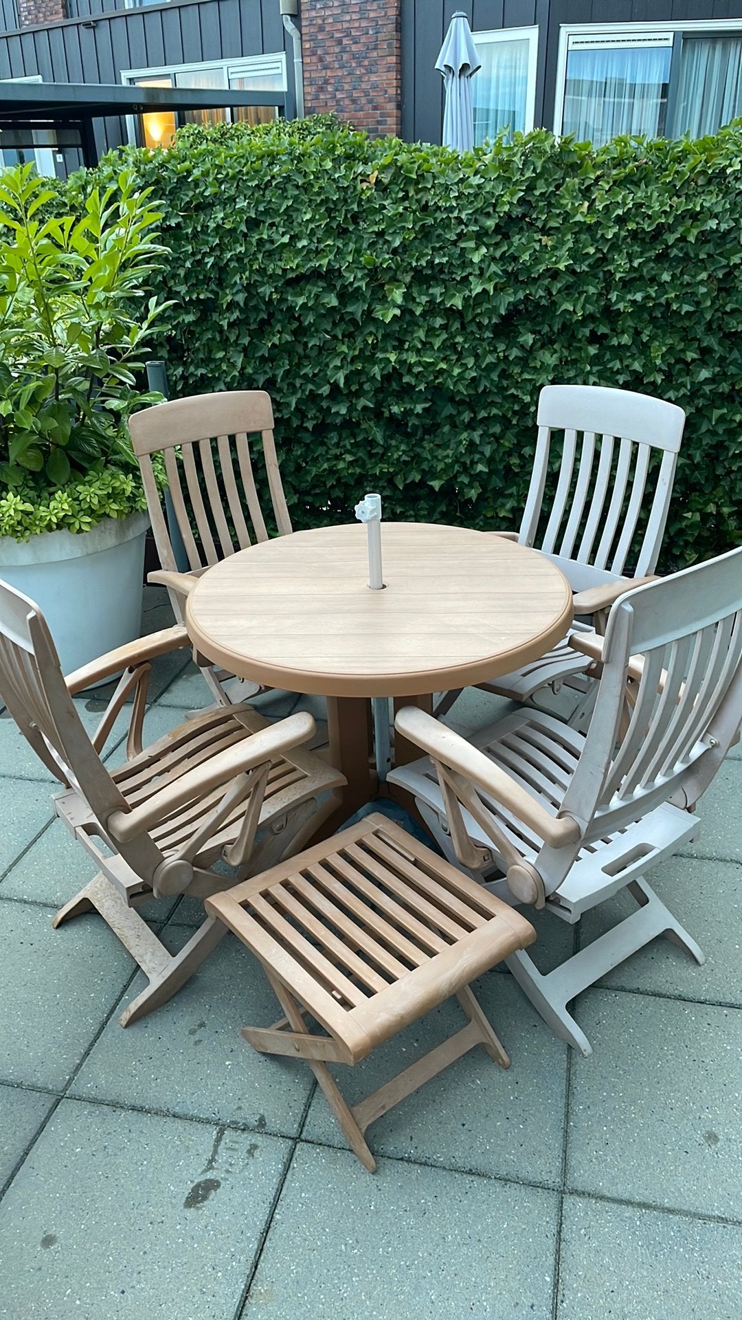 Terras set met 4 verstelbare stoelen, Tuin en Terras, Ophalen, Gebruikt, Rechthoekig, Aluminium