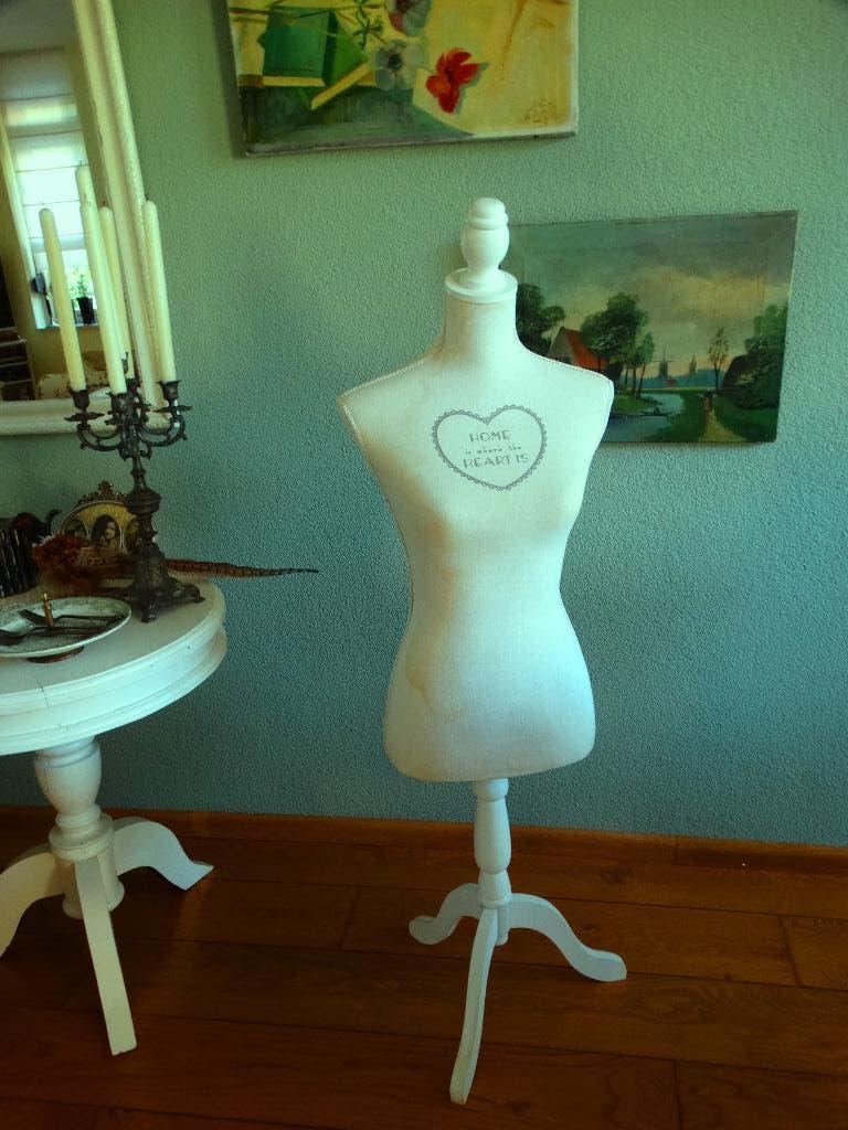 Brocante oude vintage paspop buste op standaard, Ophalen