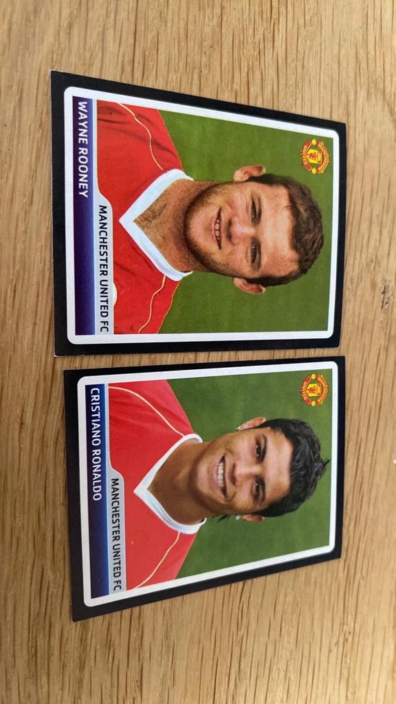 Panini ronaldo rooney, Ophalen of Verzenden, Zo goed als nieuw, Buitenlandse clubs, Poster, Plaatje of Sticker