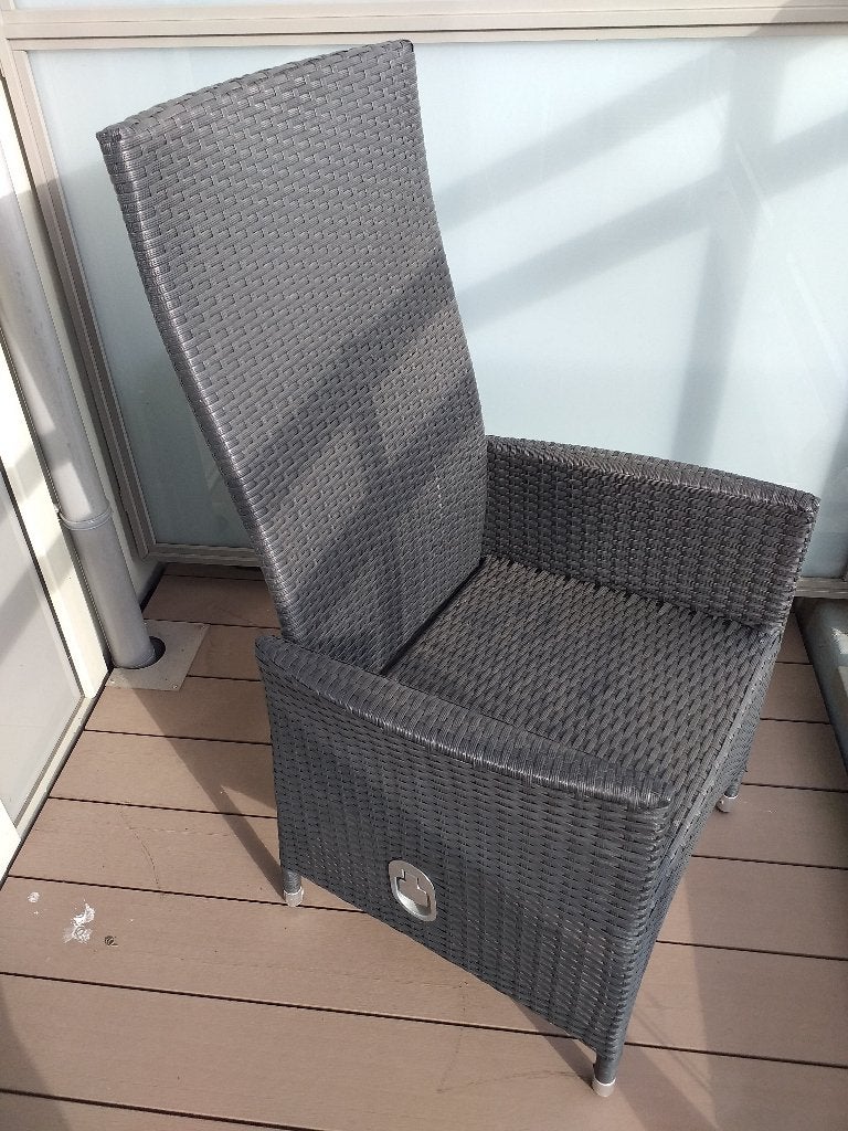 verstelbare wicker tuinstoel + kussen, Tuin en Terras, Ophalen, Gebruikt, Kunststof, Verstelbaar