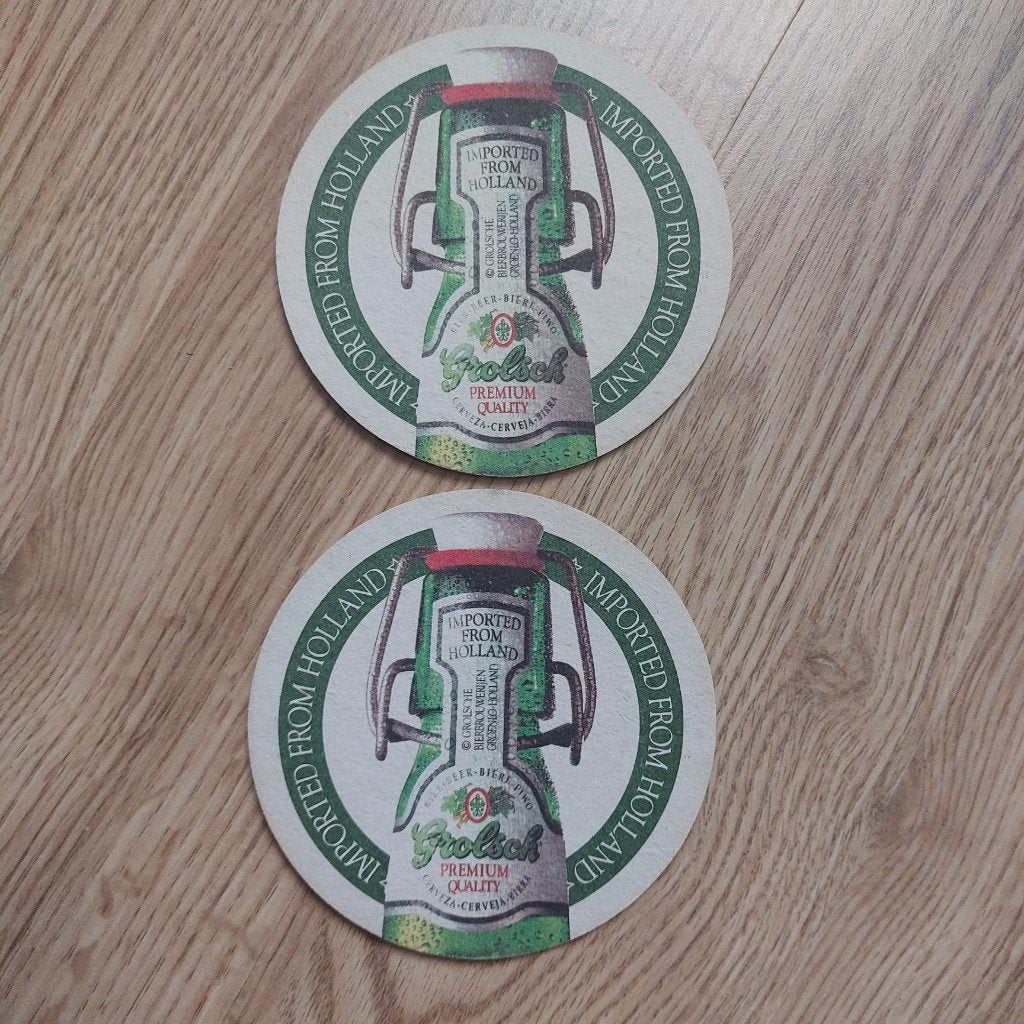 2 x Dubbelzijdig Grolsch-bierviltje=5euro, Verzamelen, Ophalen of Verzenden, Zo goed als nieuw, Viltje(s), Grolsch