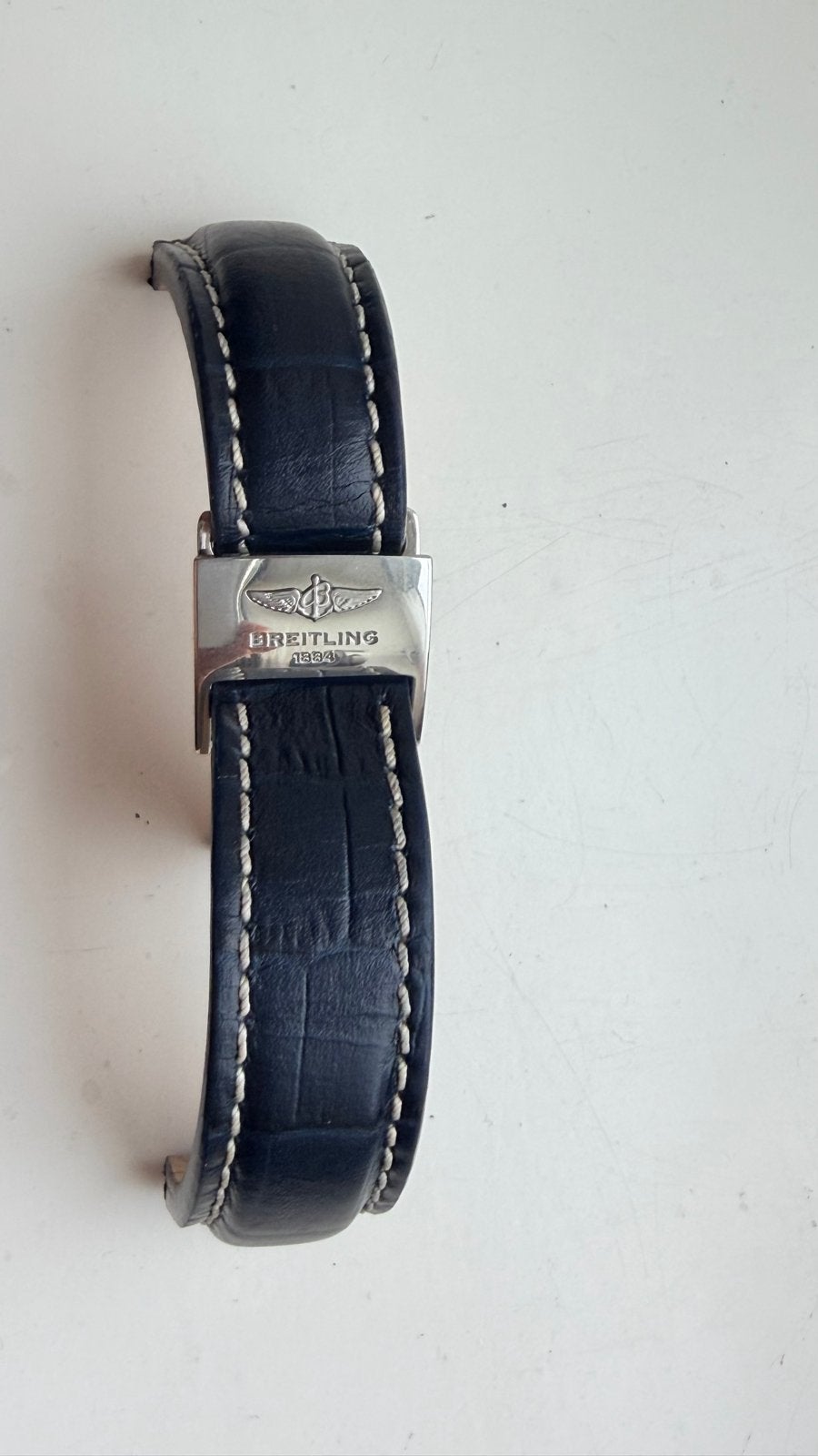Breitling horlogebandje met vouwsluiting, Leer, Staal, Verzenden, Breitling