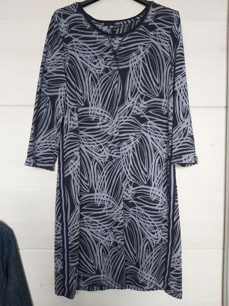 Mooie blauwe jurk geometrisch print DIDI maat 38 40, Verzenden, Zo goed als nieuw, Maat 38/40 (M), Blauw