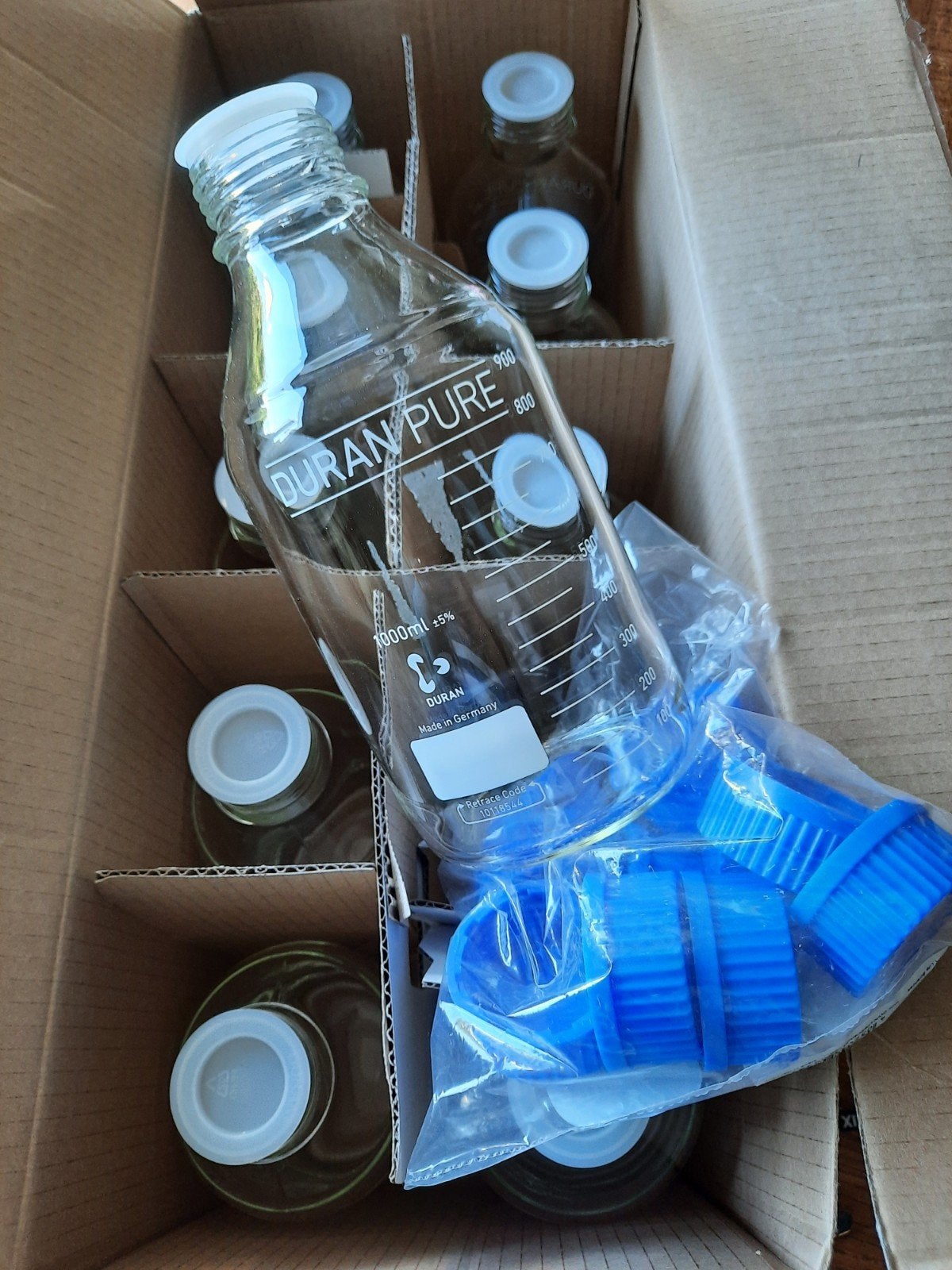 Schott Duran Pure GL45 Flessen - 1 Liter Laboratoriumfles, Hobby en Vrije tijd, Ophalen