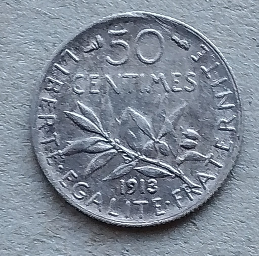 Frankrijk, 50 centimes 1913, Ophalen of Verzenden, Frankrijk, Losse munt, Zilver
