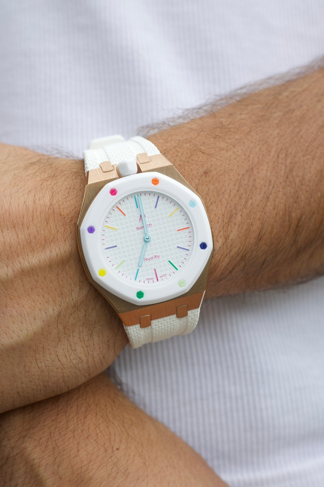 Stalen AP x Swatch Royal Pop Horlogebandje - Wit, --, Nieuw, Ophalen of Verzenden, --