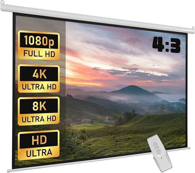 Motorized projection screen 84 inch, Ophalen, Elektrisch, Nieuw