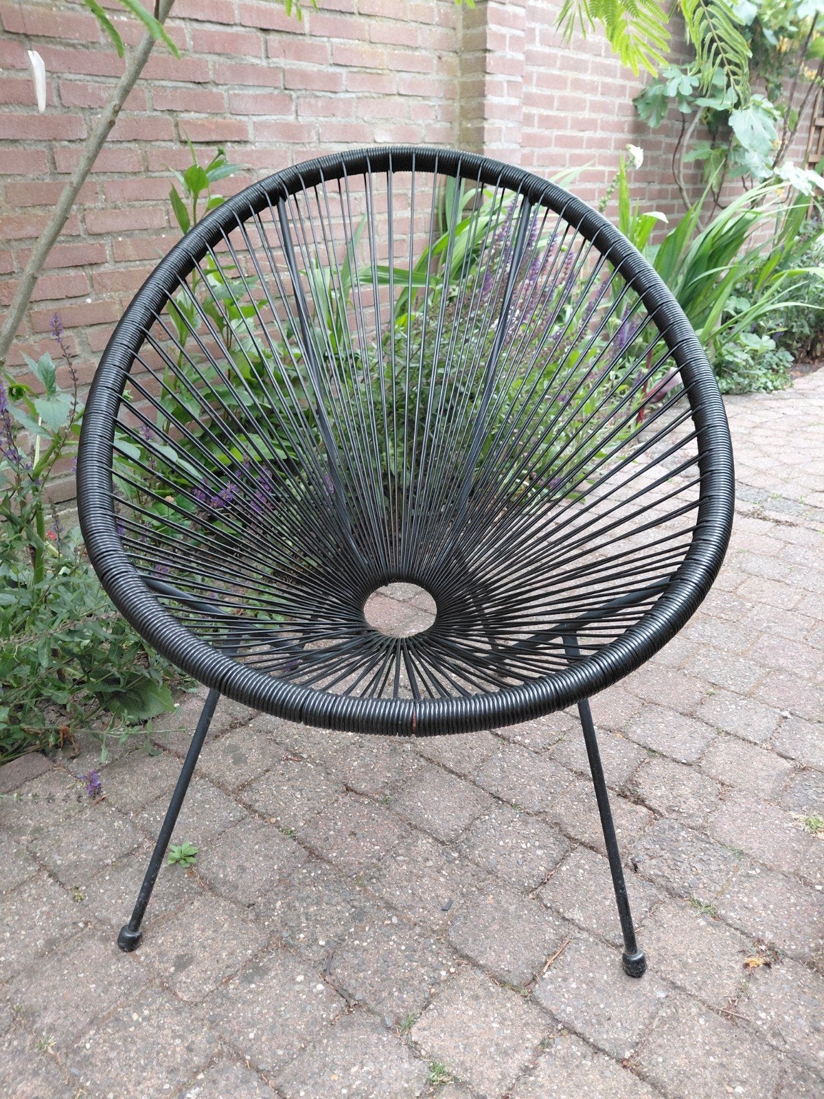 Draadstoel tuinstoel zwart, Ophalen, Zo goed als nieuw