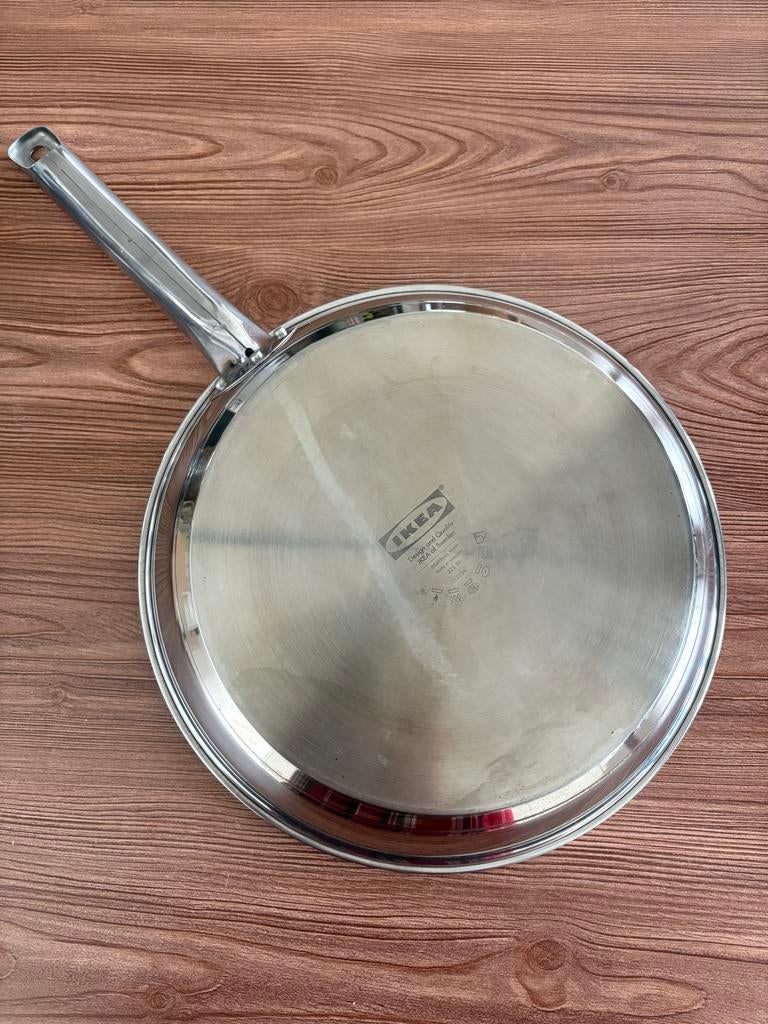 IKEA 365+ Koekenpan, roestvrij staal/antiaanbaklaag 28cm, Ophalen, Gebruikt, Rvs, Keramische plaat