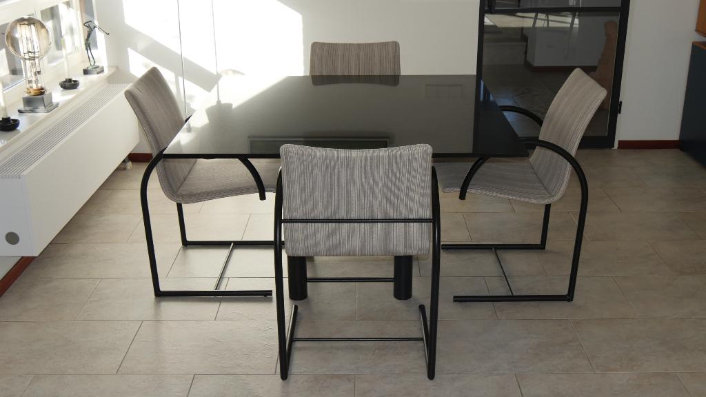 Vintage eetkamerset Karel Boonzaaijer en Pierre Mazairac, Ophalen, Zo goed als nieuw, Vintage jaren 80 stijl, 4 tot 6 stoelen
