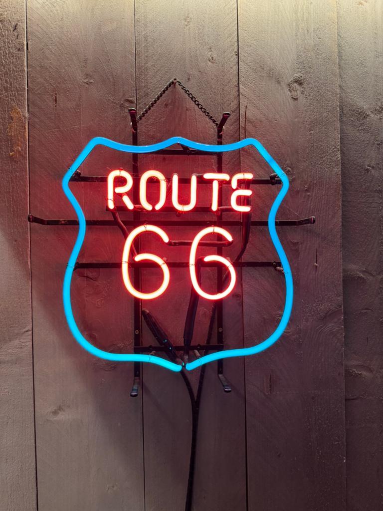 Neon Route 66 Bord met Zware Transformator, Vintage, Gebruikt, Meerkleurig, Ophalen of Verzenden