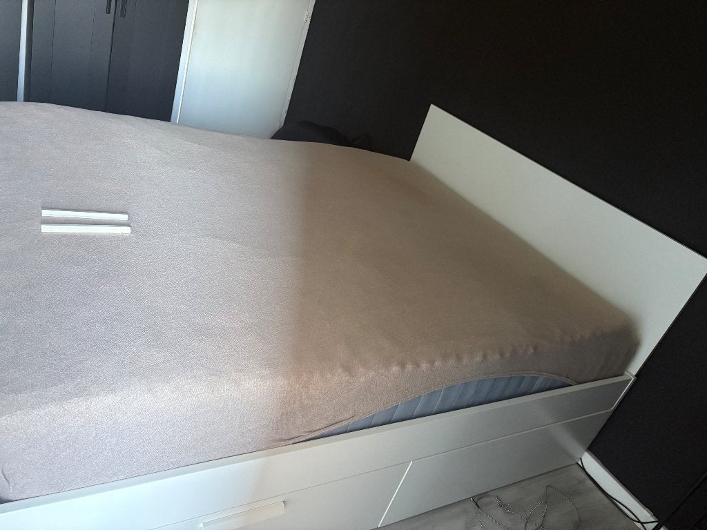 IKEA Brimnes bed 160/200 cm, Ophalen, Eenpersoons, Wit, Zo goed als nieuw