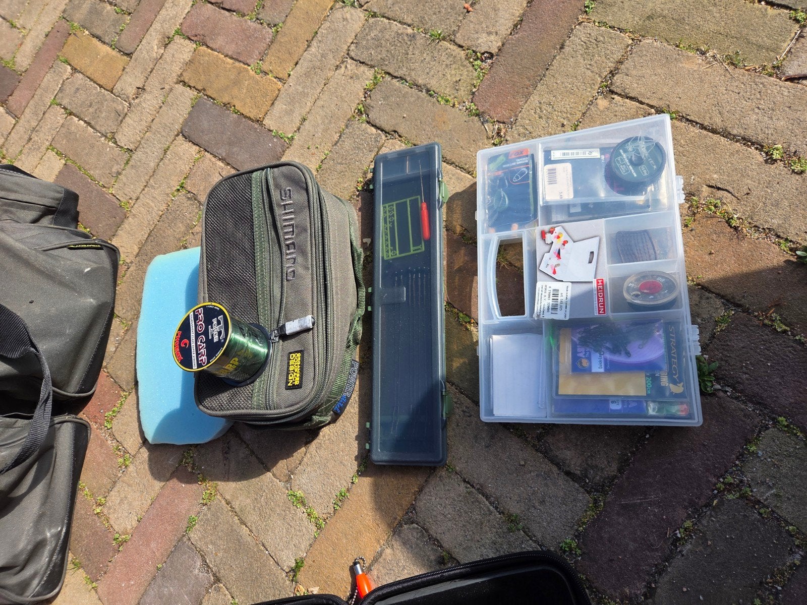 Visgerei set: Shimano tas, vislijn en tacklebox, Ophalen