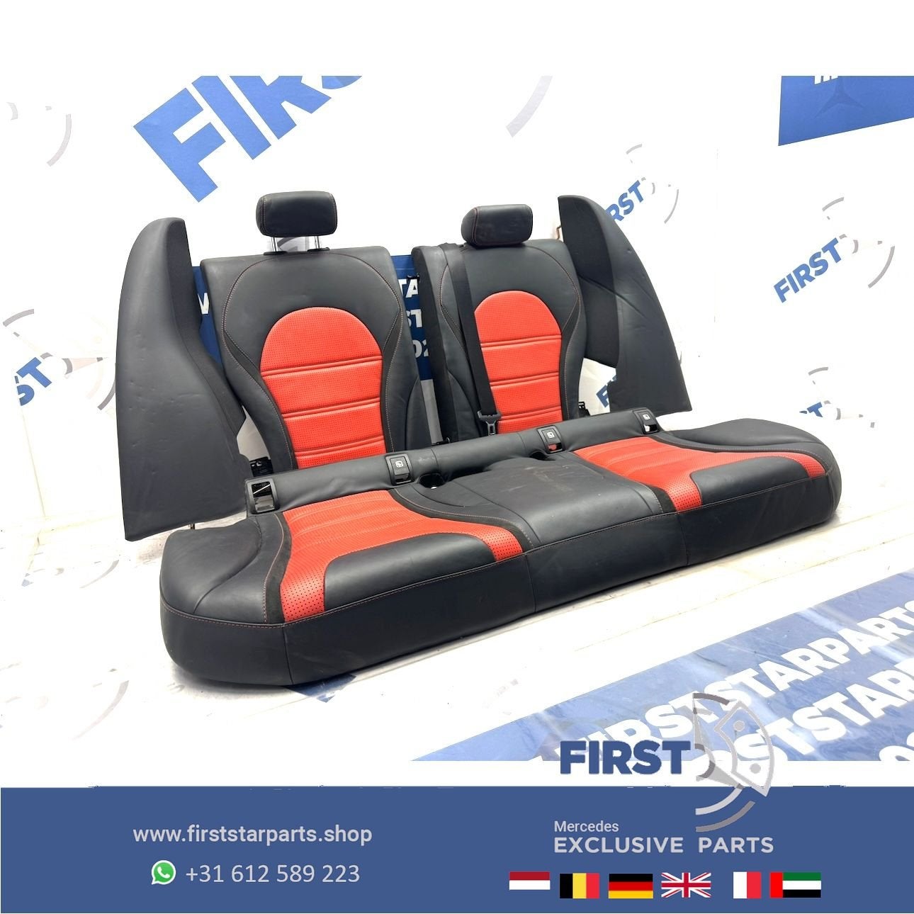 W205 ACHTERBANK + DEURPANELEN C63 AMG Mercedes C Klasse LEER, Auto-onderdelen, Interieur en Bekleding, Gebruikt, -, Ophalen of Verzenden