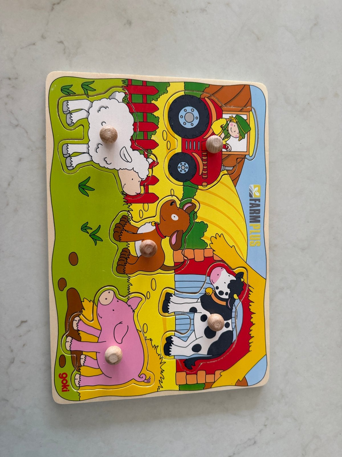 Goki Boerderij Dieren Houten Puzzel met Knoppen, Ophalen, Gebruikt, Overige typen