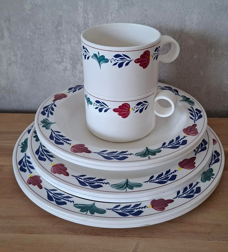 Boerenbont Mepal /Melamine kunststof set, camping servies, Huis en Inrichting, Keuken | Servies, Overige materialen, Gebruikt