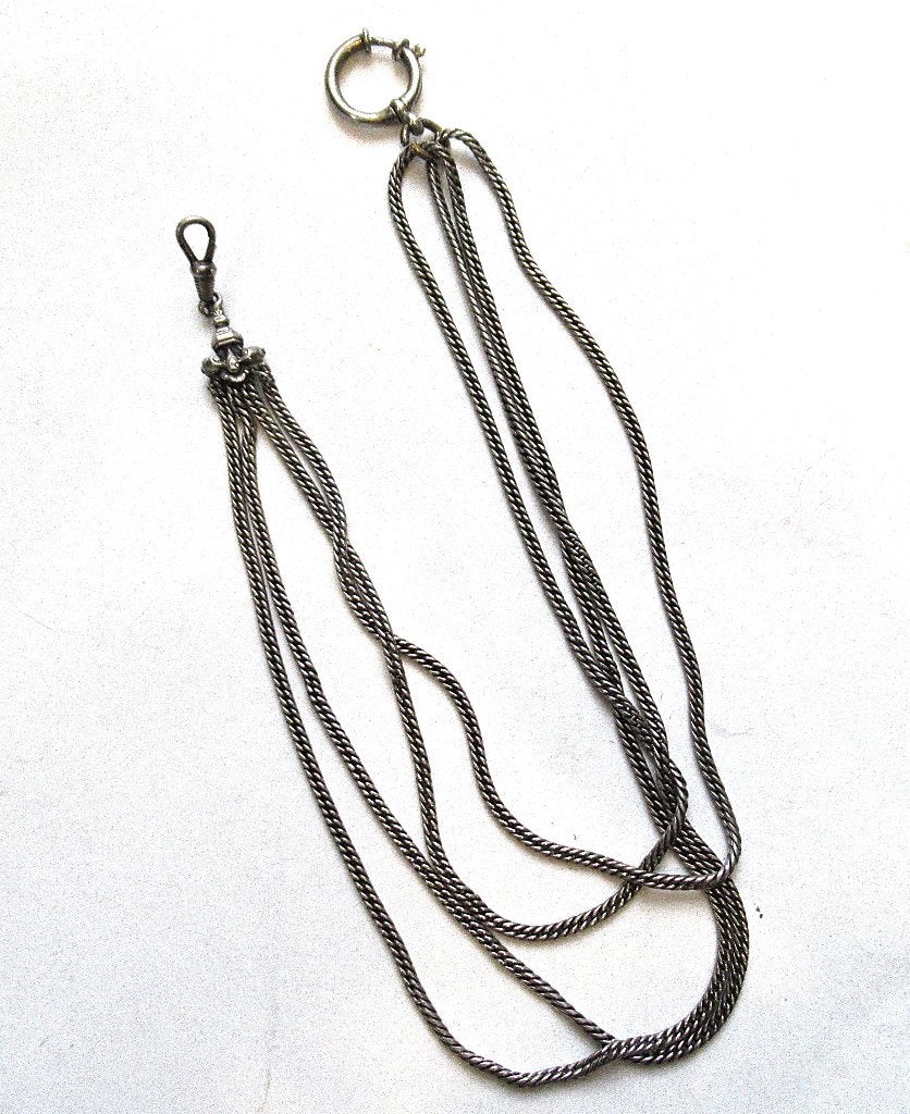 Antieke vier streng sterling zilver zakhorloge ketting, Ophalen of Verzenden
