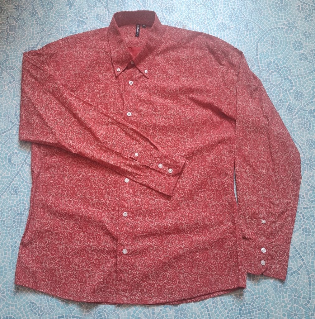 Relco London Shirt Paisley rood  xl  ZGAN, Ophalen of Verzenden, Zo goed als nieuw, Rood, Halswijdte 43/44 (XL)