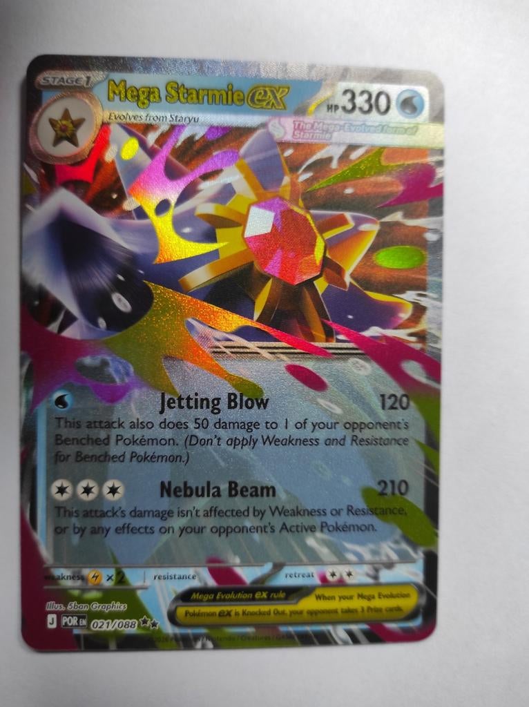 Mega Starmie EX 330 HP Pokémon Kaart, Ophalen of Verzenden, Zo goed als nieuw, Losse kaart, Foil