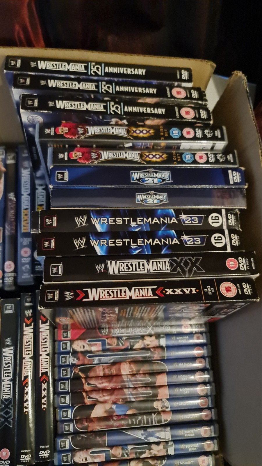 Grote collectie WWE DVD's - Diverse evenementen en jaren, Ophalen, Vanaf 12 jaar, Inclusief doosje, Gebruikt