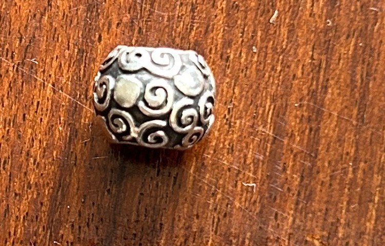 Zilveren Pandora bedel, swirls and dots, Verzenden, Pandora, Zo goed als nieuw, 1 bedel