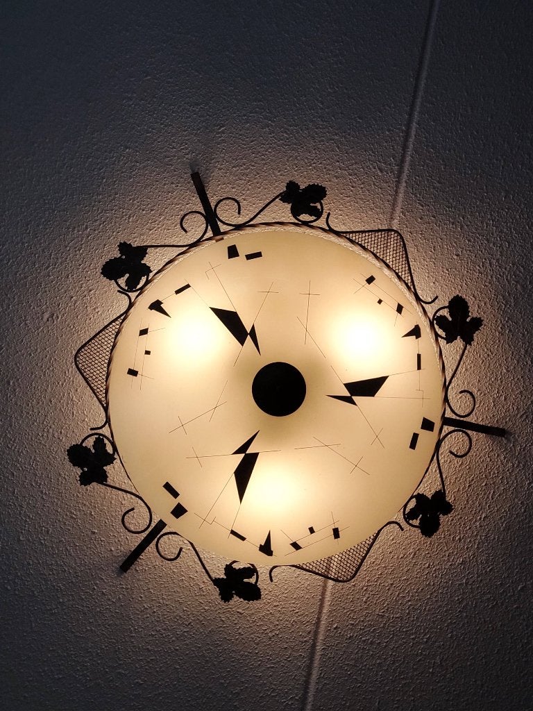 Plafondlamp, Ophalen, Gebruikt, 50 cm, Glas
