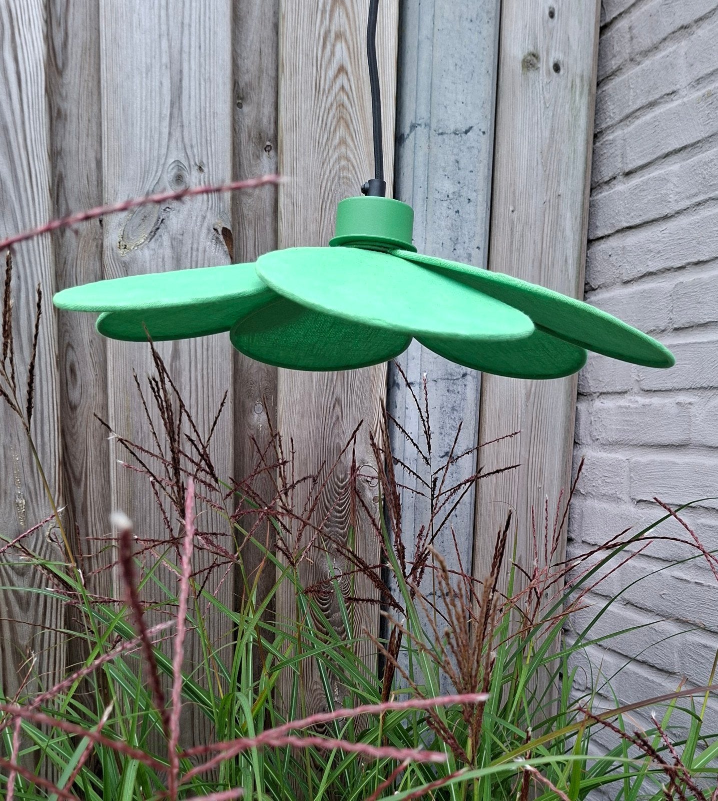 Hanglamp groen linnen D46 Lamp stof bloemvorm modern Nieuw, Metaal, Nieuw, Modern, E27 (groot)