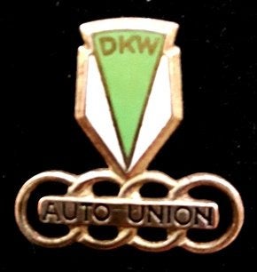 D.K.W. Auto Union speld- groen-wit emaille, Verzenden, Nieuw, Transport, Speldje of Pin