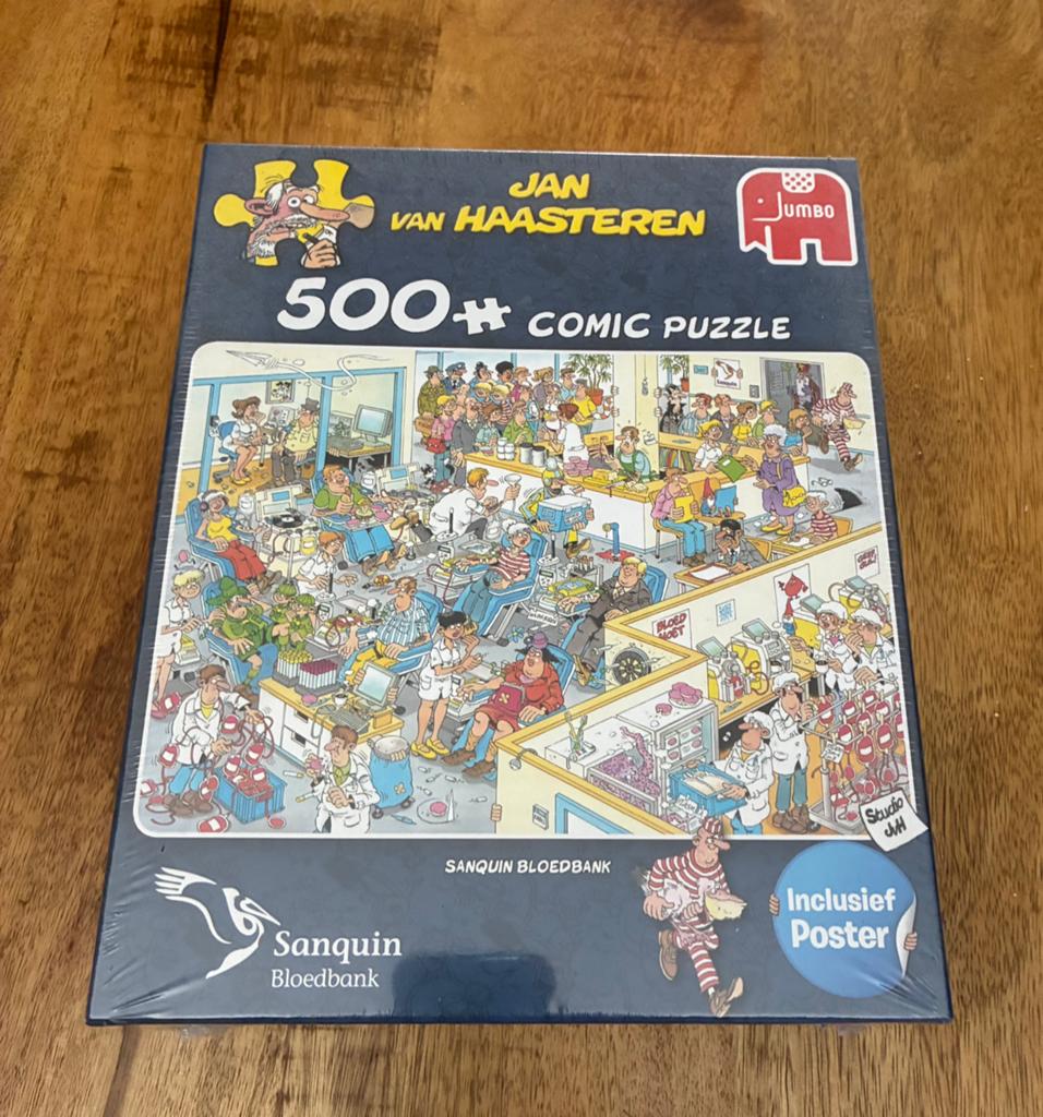 NIEUWE Jan van Haasteren puzzel “Sanquin bloedbank”, Ophalen of Verzenden, 500 t/m 1500 stukjes, Nieuw, Legpuzzel