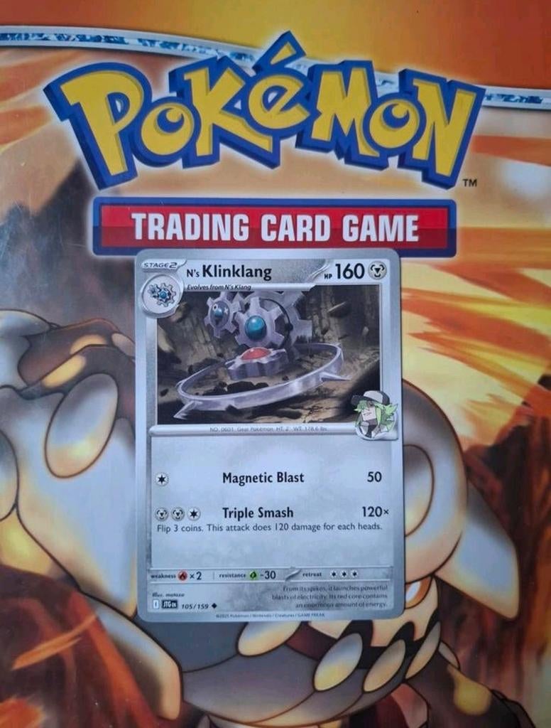 N's Klinklang 105/159 Journey together pokemon kaart nm, Ophalen of Verzenden, Zo goed als nieuw, Losse kaart