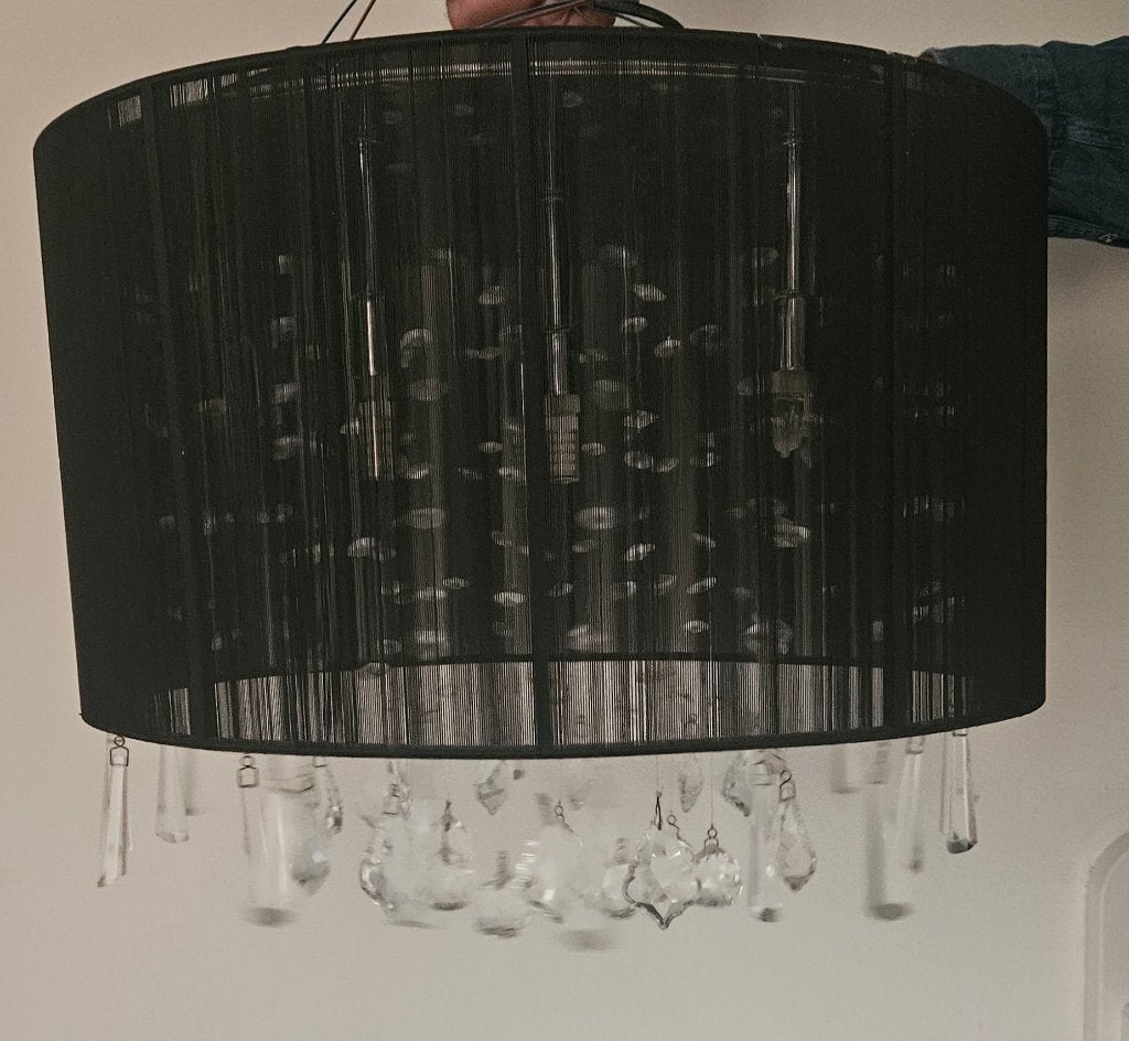 Plafondlamp / kroonluchter, Huis en Inrichting, Lampen | Hanglampen, Ophalen, Zo goed als nieuw, Glas, Overige fittingen