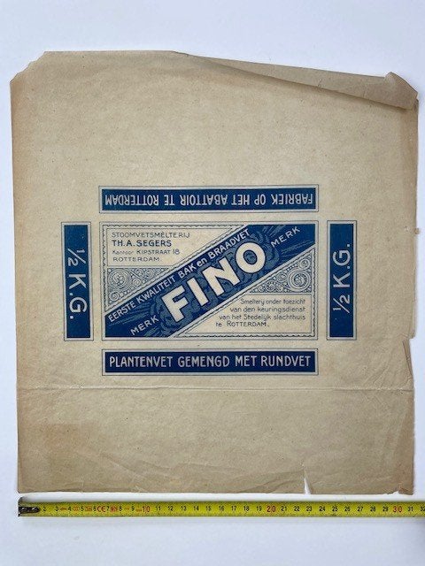 FINO bak en braadvet Rotterdam verpakking jaren 1920, Antiek, Antiek, Antiek, Gebruikt