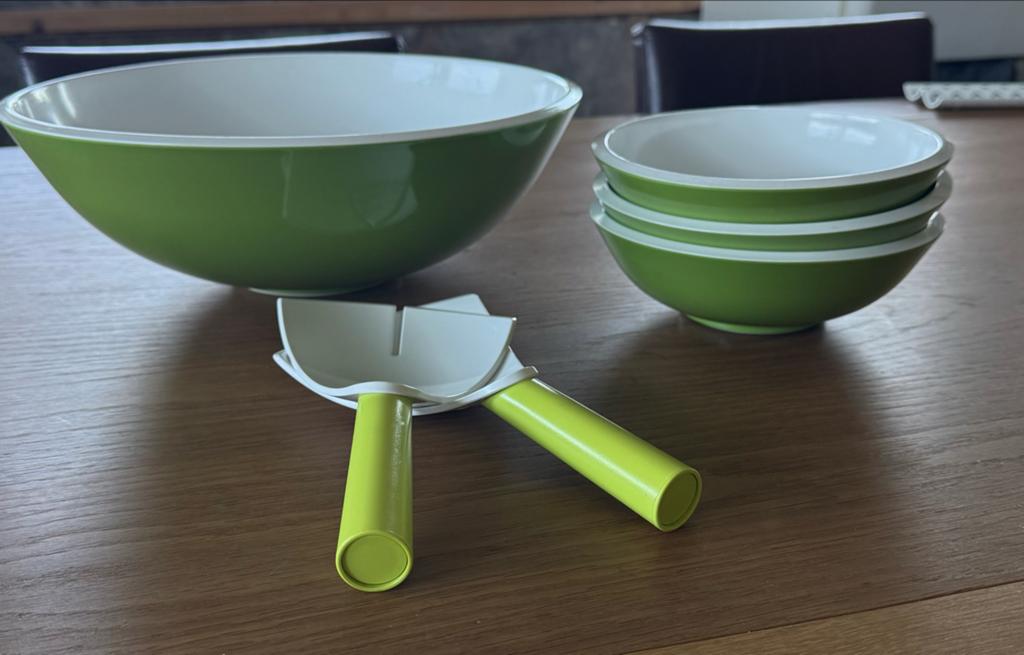 Nepal Rösti slakom set met schaaltjes en bestek, Kunststof, Ophalen of Verzenden, Overige merken, Groen