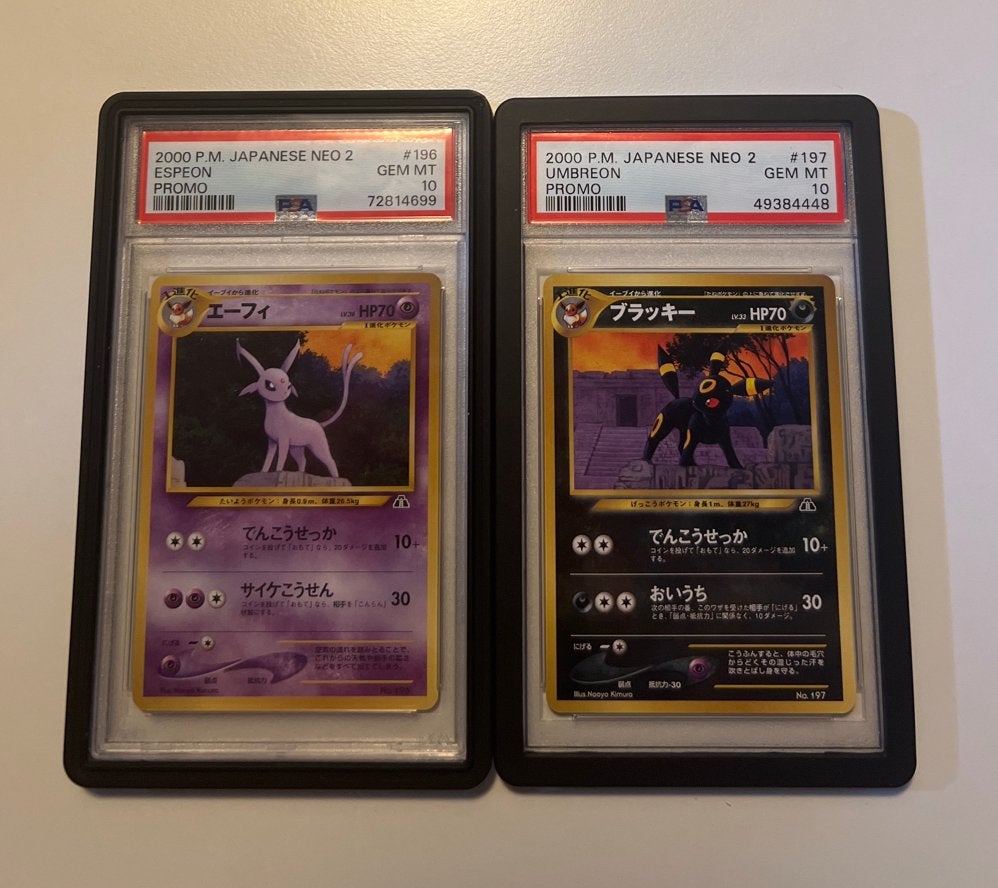 Espeon #196 & Umbreon #197 - Neo File 2 Promo - PSA 10, Ophalen of Verzenden, Nieuw, Meerdere kaarten