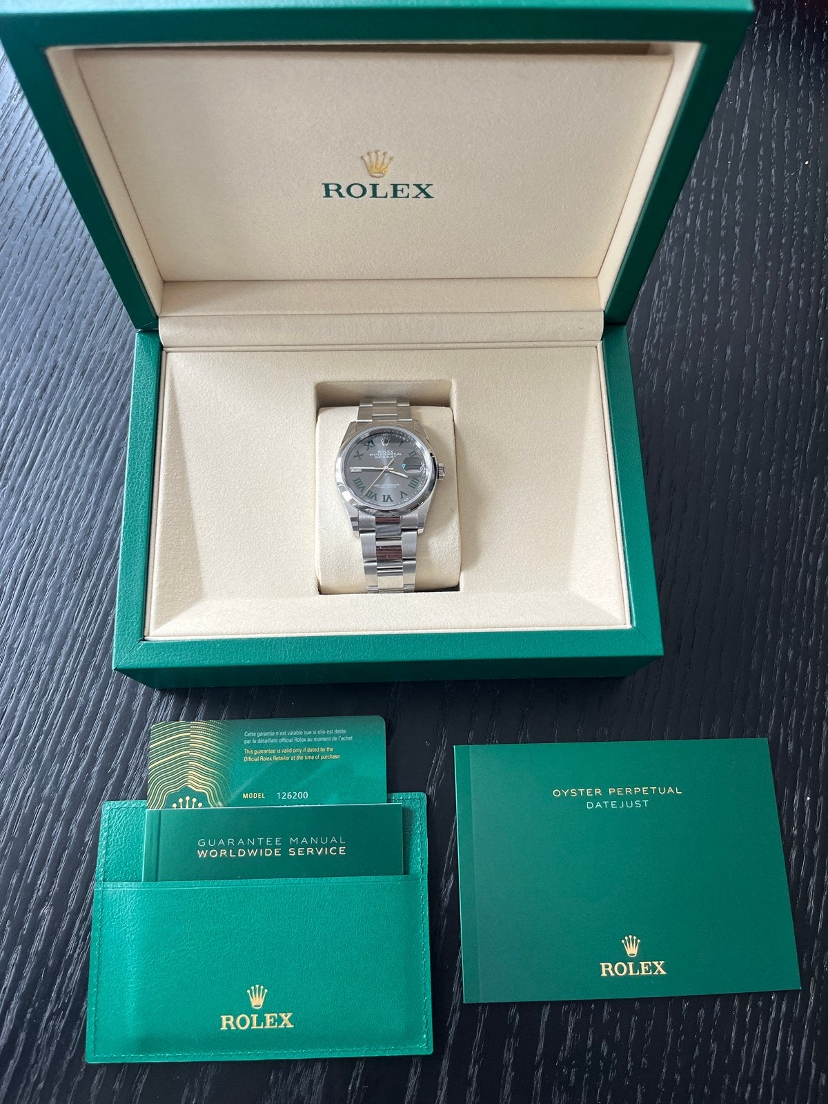 2026 NEW Rolex 36 Datejust 126200 Wimbledon, Ophalen, Polshorloge, Zo goed als nieuw, Rolex