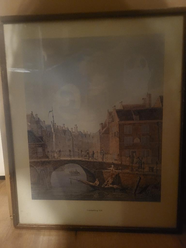 Ingelijste prent Lombardsbrug 1830, Antiek en Kunst, Ophalen of Verzenden