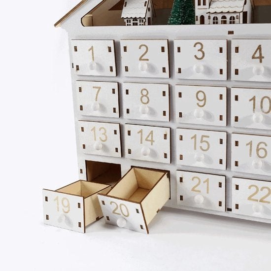 Adventkalender - Houten Kerst adventskalender Huisje - LED L, Corvance B.V., Verzenden, Nieuw, Corvancebol@gmail.com