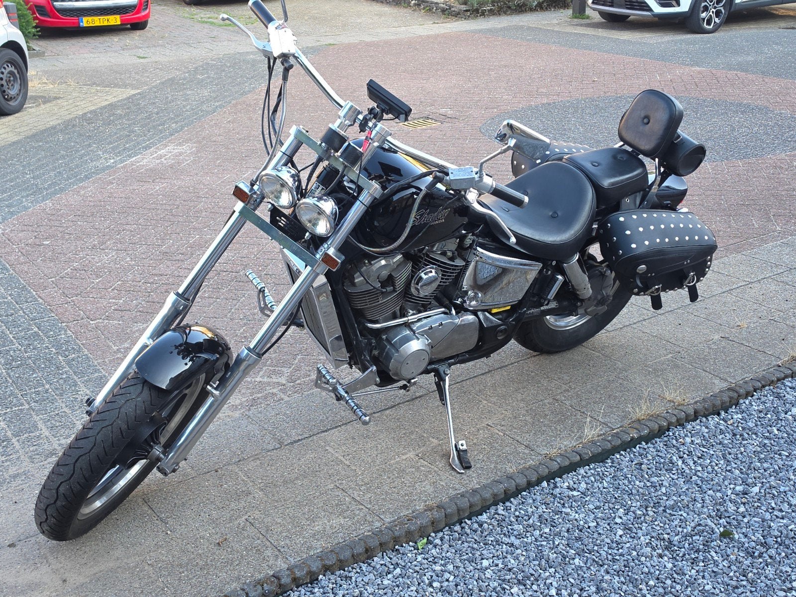 Honda Shadow vt1100 verlengde voorvork, navigatie en tassen, Motoren, Motoren | Honda, Particulier, Chopper, Gebruikt, Ophalen