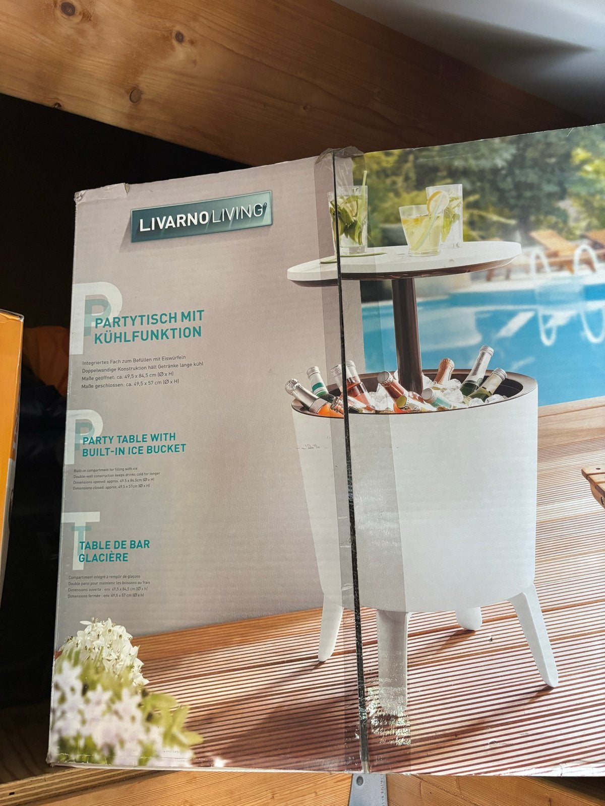 LIVARNO LIVING tuin bijzettafel bar met Koelfunctie, Ophalen, Nieuw, Rond, Kunststof